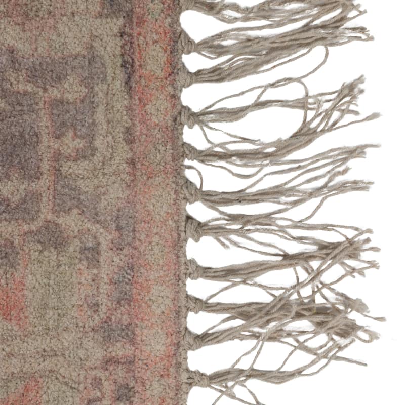 Cotton Chenille Distressed Print Rug with Fringe