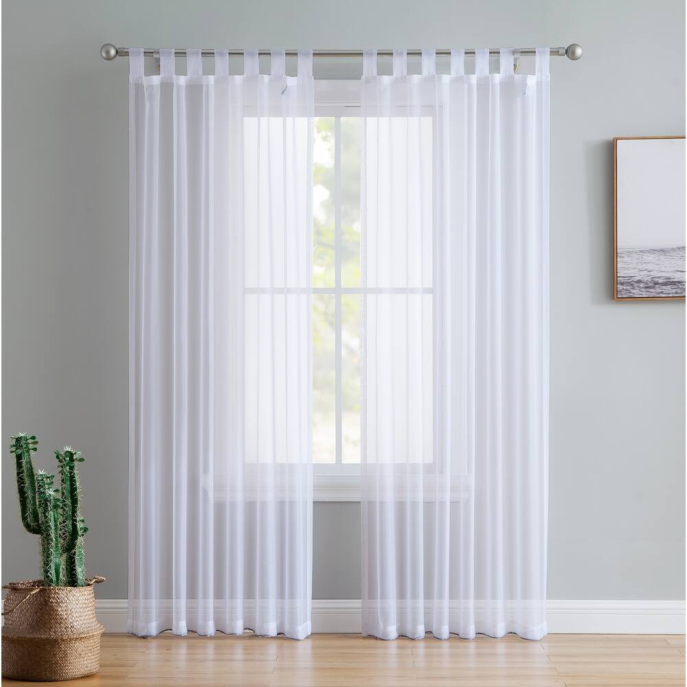 HLC.me Sheer Voile Tab Top Window Curtain Panels for Living room & Bedroom, Set of 2 panels