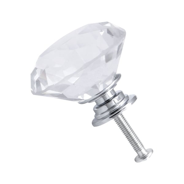 40mm Crystal Glass Knobs Aluminum Alloy Base Round Shaped Knob Drawer Pull Handle Cupboard Dresser (Clear) - 1pcs