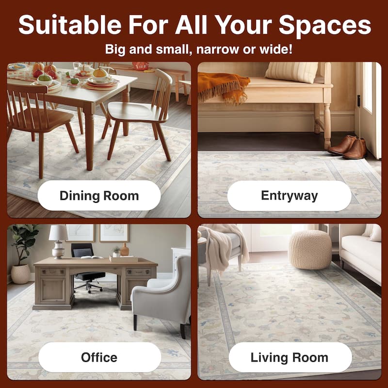 Well Woven Ushak Konya Updated Traditional Pastel Flat-Weave Area Rug