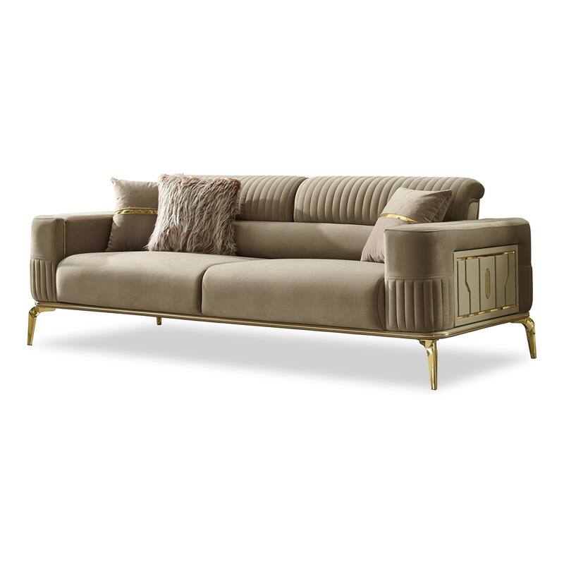Amoria Convertible Modern Upholstered 90'' Velvet Metal Leg