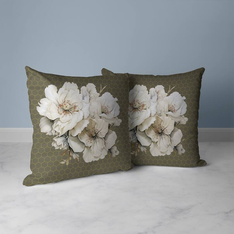 Magnolia Majesty Faux Suede Reversible Throw Pillow Aloe and Green