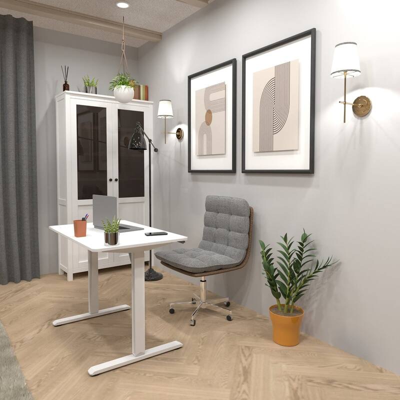 Mount-It! 48"W Electric Rectangular Adjustable Standing Desk, White (MI-8037)