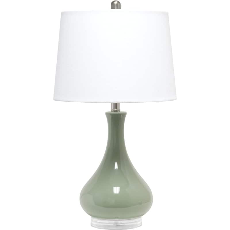 26.25 in. Sage Green Finish Table Lamp with White Shade, Sturdy Table Lamp for Living Rooms and Bedrooms