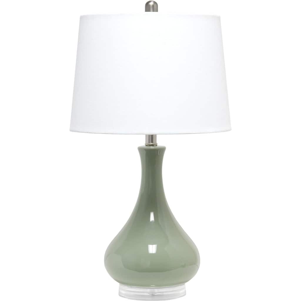 26.25 in. Sage Green Finish Table Lamp with White Shade, Sturdy Table Lamp for Living Rooms and Bedrooms