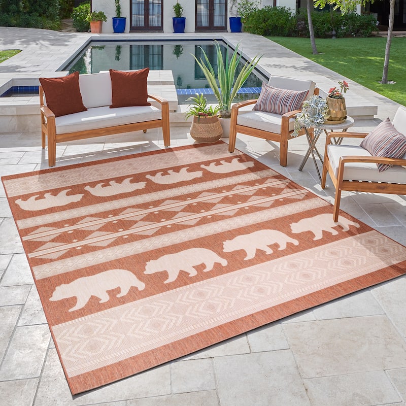 Gertmenian Solterra Modern Casual Lodge Weather Resistant Polypropylene Flatweave Indoor/ Outdoor Area Rug Collection