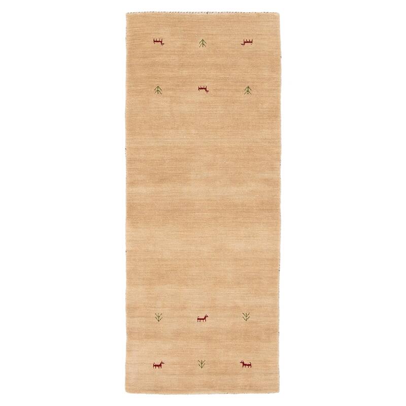 Kashkuli Gabbeh Beige Rug 2'5" x 6'5" - 2'5 x 6'5 - Beige - 2'5 x 6'5