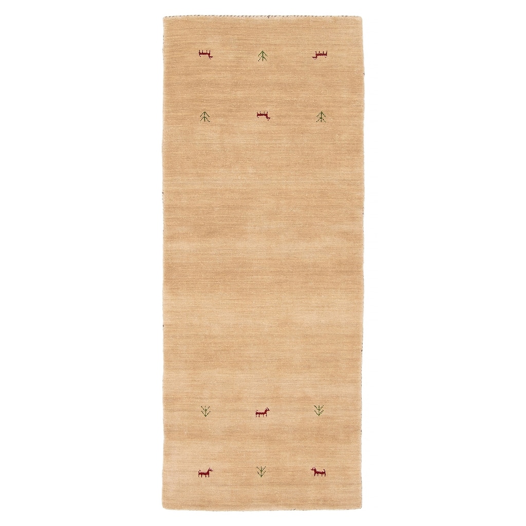 Kashkuli Gabbeh Beige Rug 2'5" x 6'5" - 2'5 x 6'5
