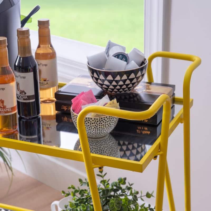 Rosa Mid-Century 2-Teir Rolling Metal Bar Cart