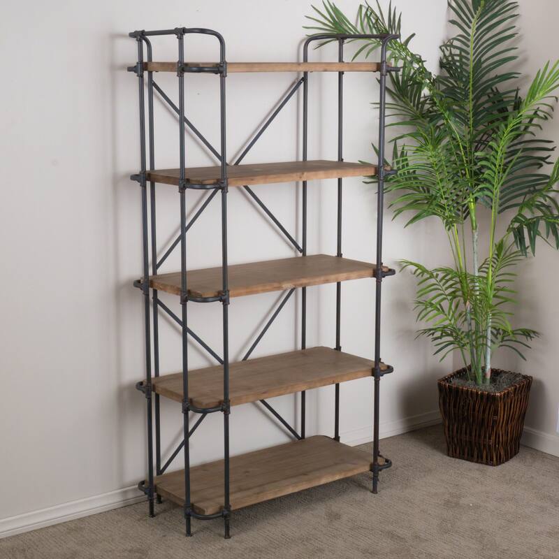 Cedarburg Industrial 5 Shelf Firwood Bookcase by Christopher Knight Home