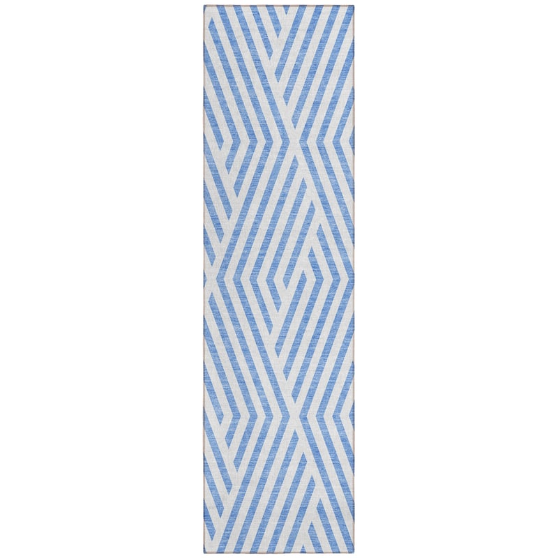 Machine Washable Indoor/ Outdoor Modern Diamonds Chantille Rug