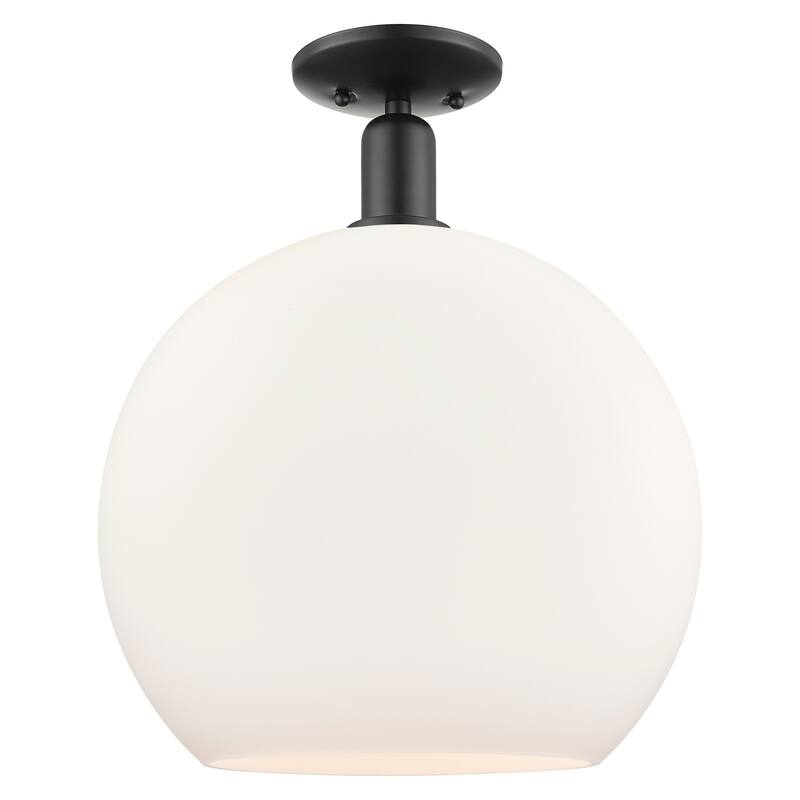 Innovations Lighting 716-1C-19-14 Athens Semi-Flush Athens 14" Wide - Matte Black / Matte White