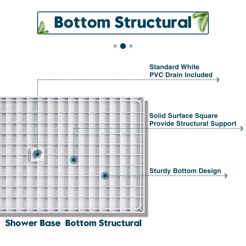 Elegant Rectangular SMC Shower Base Center Drain Single Threshold Anti-slip Shower Pan 60" L x 32" W x 4" H - 60" x 32" x 4"