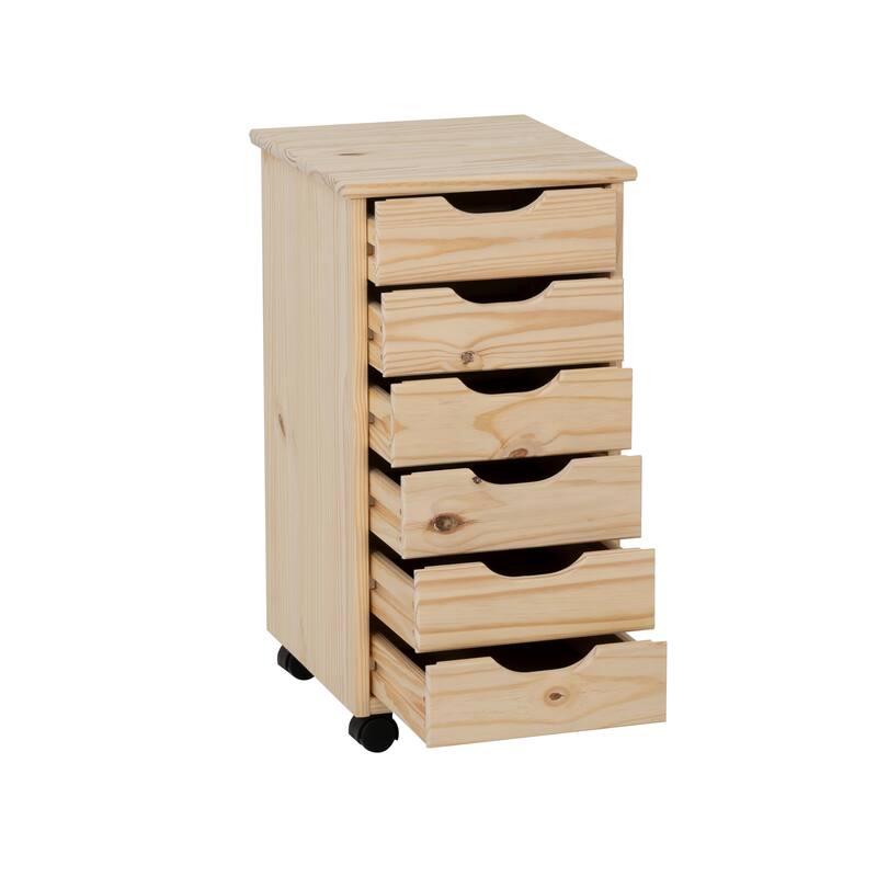 Wooden Storage Cabinet with Casters- 25.75" - Beige
