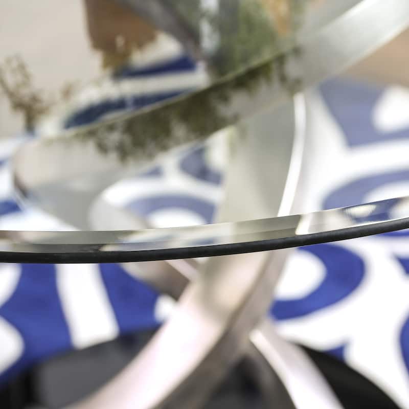 Furniture of America Caia Contemporary Glossy Silver 48-in Dining Table