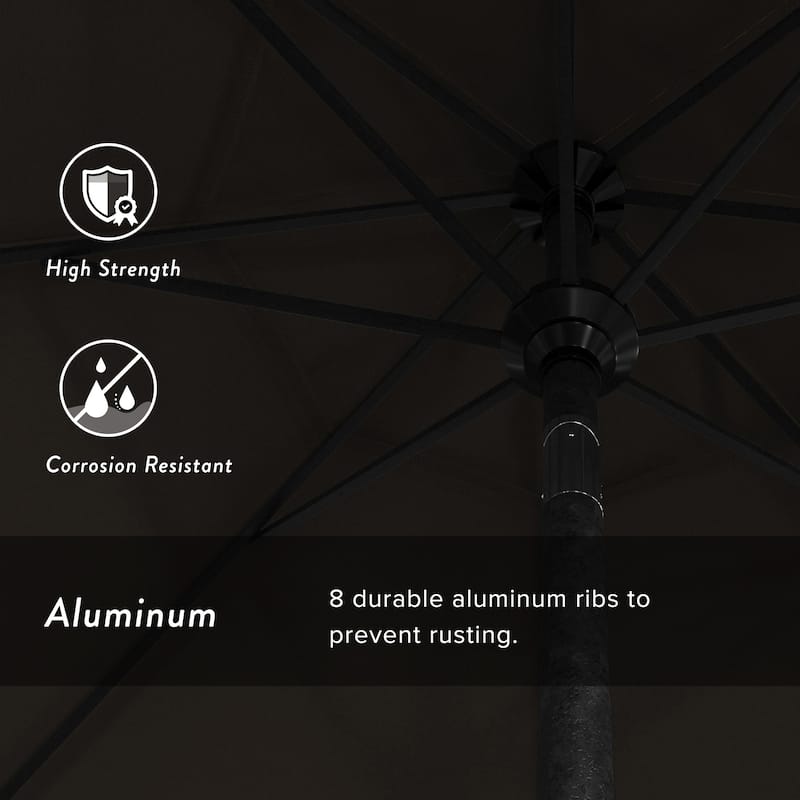 California Umbrella 9' Rd Golden State Series Patio Umbrella Black Aluminum Frame Crank Lift Collar Tilt Pacifica Pacific Blue