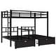 preview thumbnail 8 of 10, Full XL Over Twin & Twin Triple Bunk Bed With Drawers, Multi-Functional Metal Frame Bed With Desks and Shelves