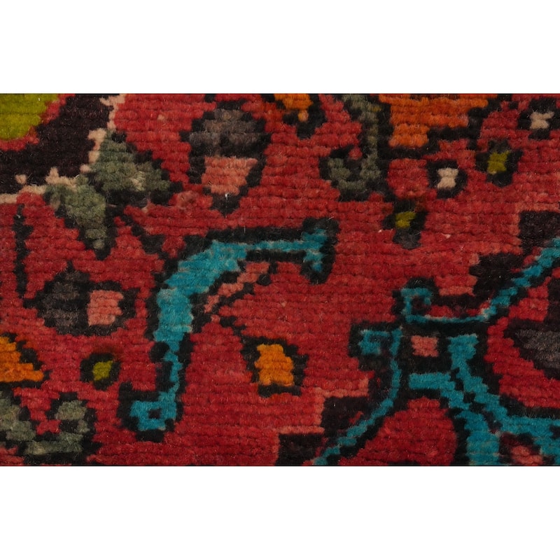 Hand Knotted Oriental 100% Wool Carpet Traditional Geometric Brown Hamedan Runner Rug - 10' 7'' X 3' 7''