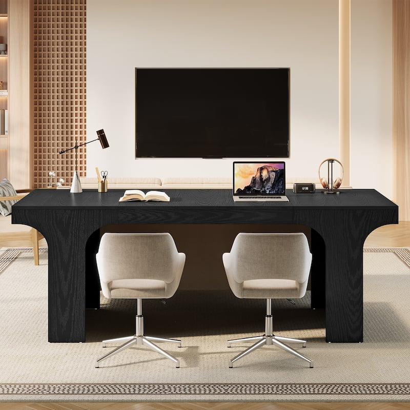 70.87" Executive Office Desk, Large Workspace Computer Desk, Simple Business Writing Table Simple Business for Home Office