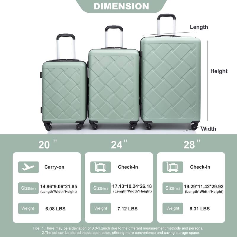 Hardshell Suitcase with Spinner Wheels ABS Luggage Sets Lightweight Durable Suitcase
