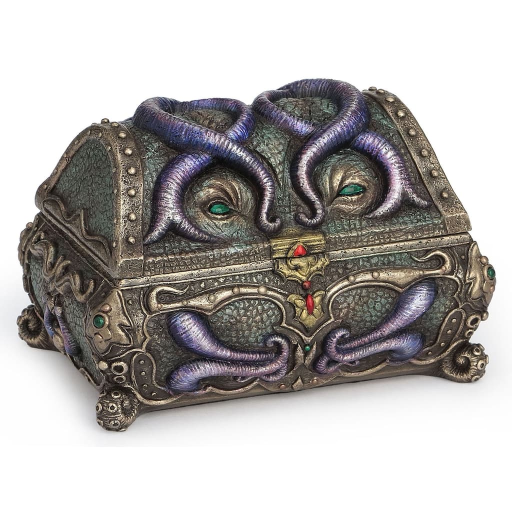 Veronese 5.6L Octopus Mimic Chest Trinket Box Cold Cast Bronze Multicolor