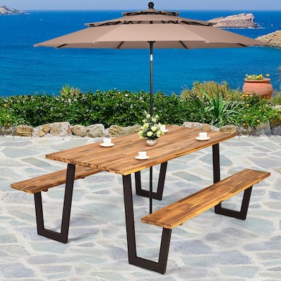 Picnic Table Bench Set 70" Outdoor Dining Table Set