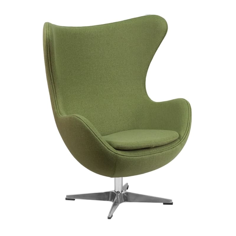 Mid-Century Modern Wool Fabric Tilt Swivel Lounge Chair - Grass Green