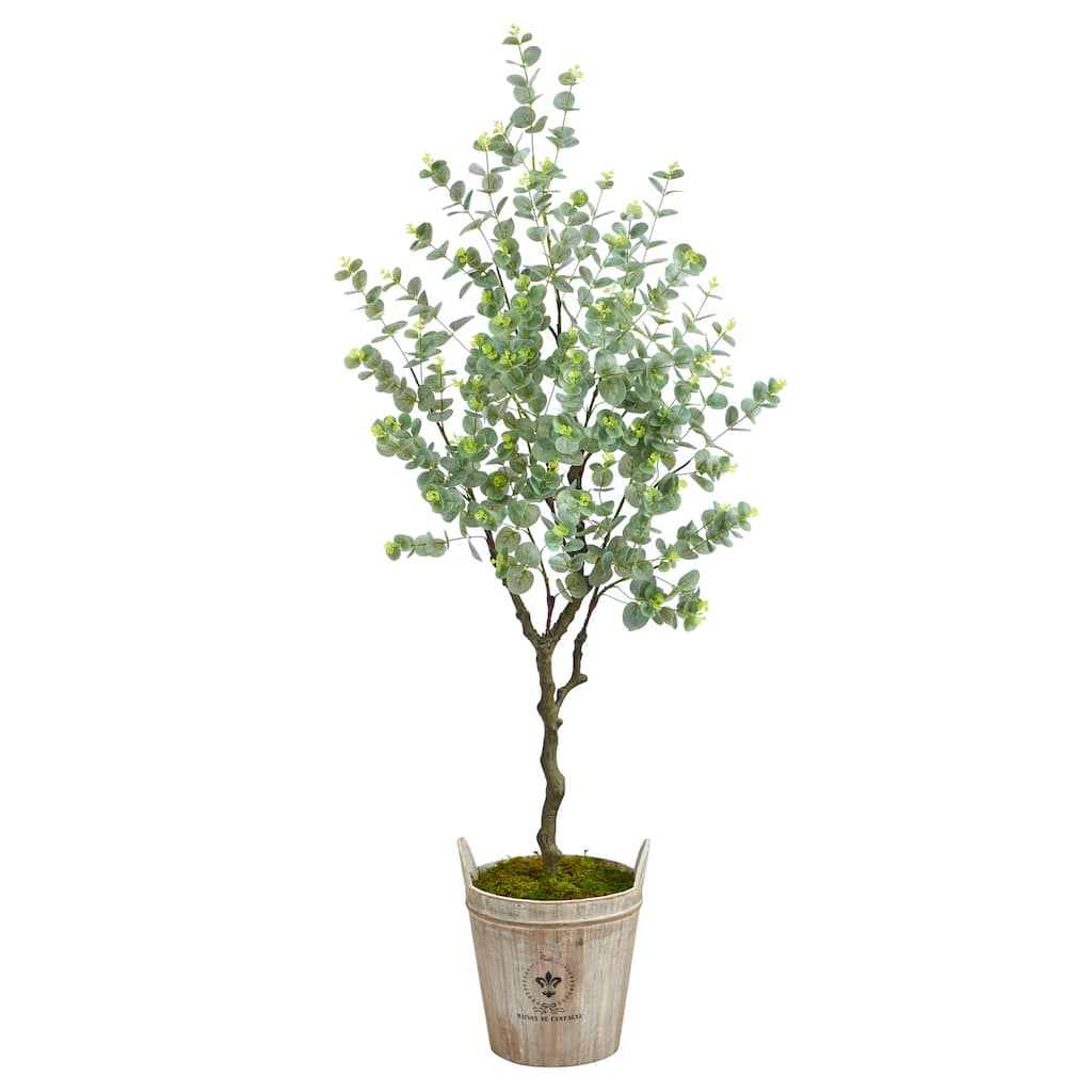 Eucalyptus Artificial Tree with Planter - 5ft Faux Silk Tree Indoor Decor - Green - 41-50 Inches