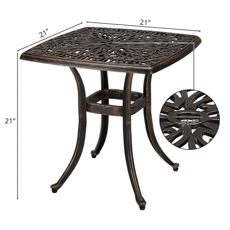 21" Cast Aluminum Outdoor Patio Dining Table