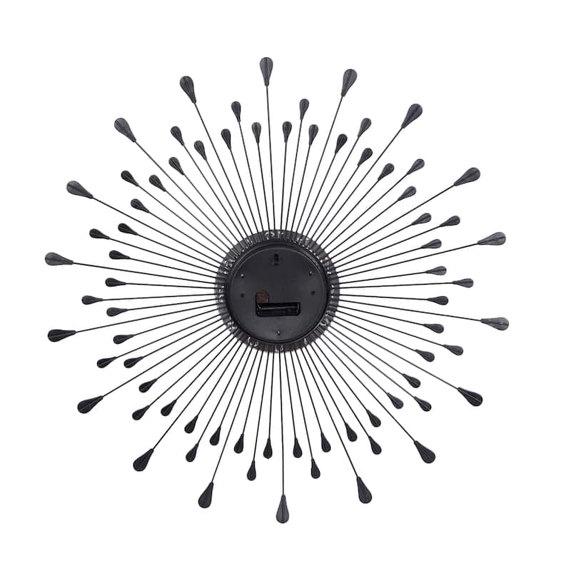 Gold / Copper / or Silver Iron Metal Starburst Sun Glam Wall Clock