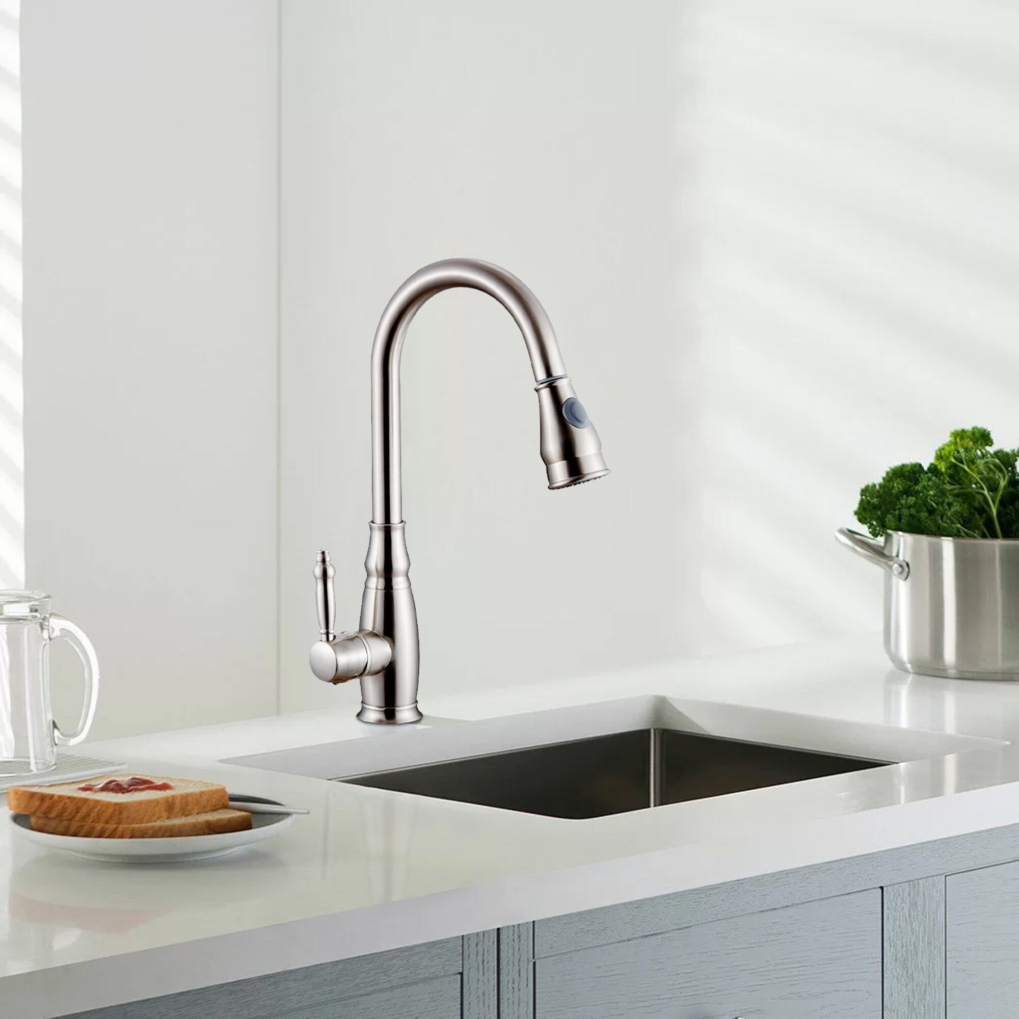 Copper Brushed Finish Pull Out Sprayer Kitchen Faucet - 18.5*9*9
