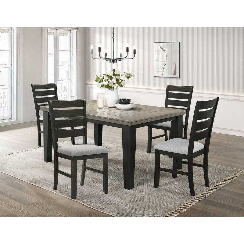 Contemporary Dining Chairs Set of 2 Light Gray Fabric Cushion Side Chairs Kitchen Dining Room Furniture Dark Finish