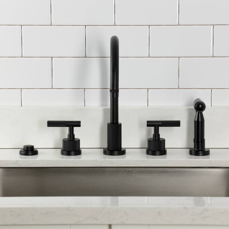 Kingston Brass Essex Double-Handle Wall-Mount Pre-Rinse Bridge Kitchen Faucet