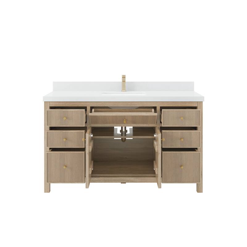 Willow Collections 60 in. W x 22 in. D Sonoma Teak Wood Single Sink Bathroom Vanity with Countertop