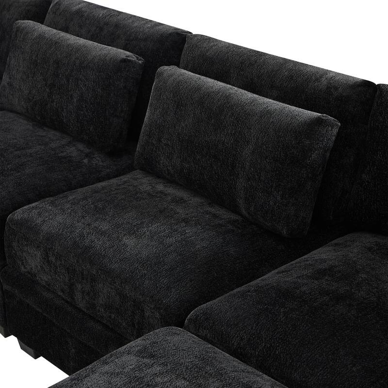 Christopher Knight Home - Verona 7-Piece Reversible Modular Fabric Sectional Sofa with Ottoman, Square Arms & Pillow Back