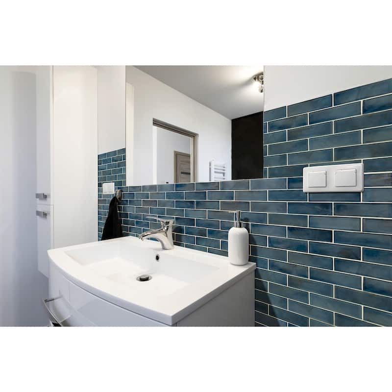Ackland AKM-G-2X6SW-CA 12" x 12" Glass Brick Wall Mosaic Tile - Glossy