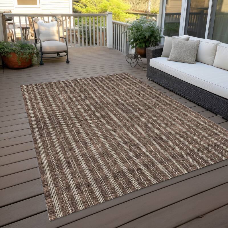 Machine Washable Indoor/ Outdoor Chantille Stripe Twist Rug