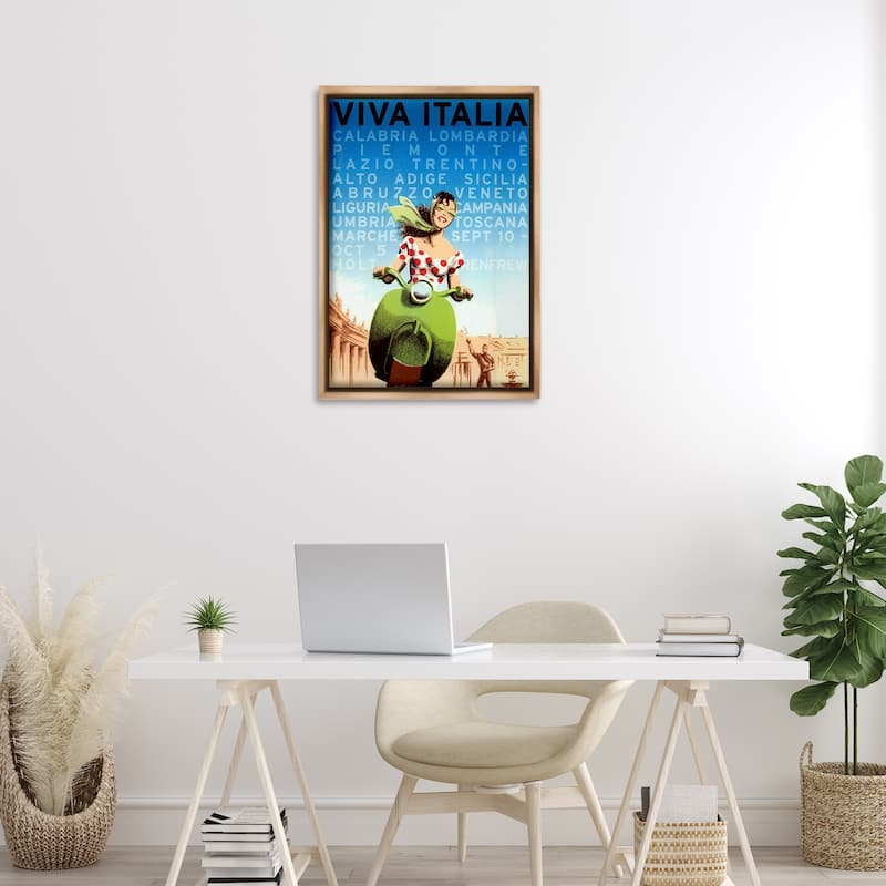 Stupell Vintage Italy Travel Ad Framed Floater Canvas Wall Art Design By Marcus Jules