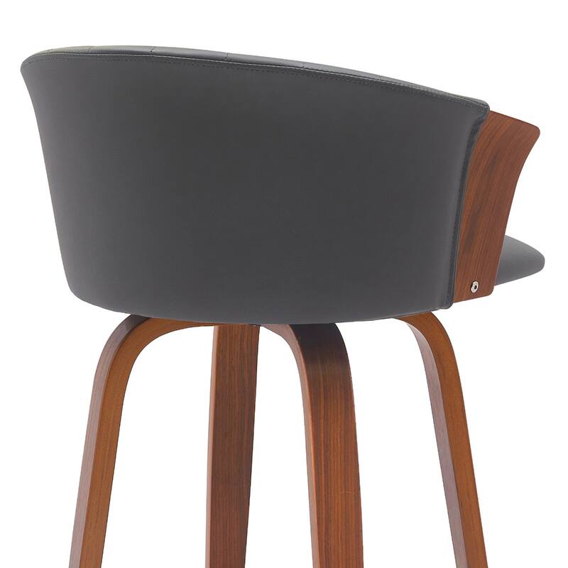 Faux Leather Swivel Counter Height Stool with Solid Wood Frame, Arms and Footrest