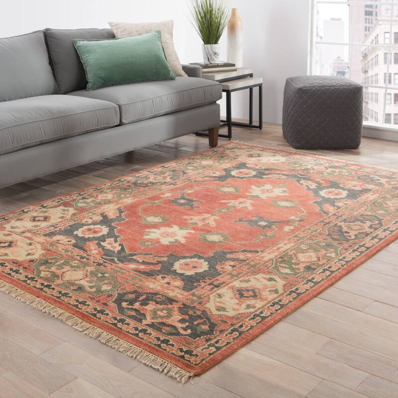 Hand-Knotted Oriental Orange Area Rug