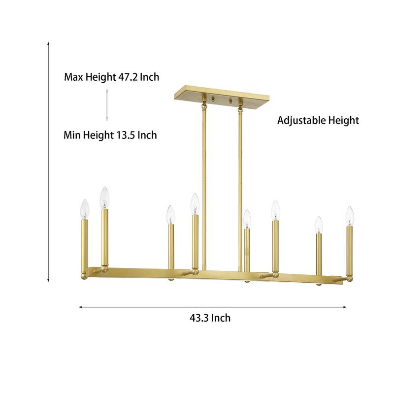 Acroma 8-lights 43.3In Dimmable Modern Gold Linear Chandelier for Dining Room - 43.3 inches