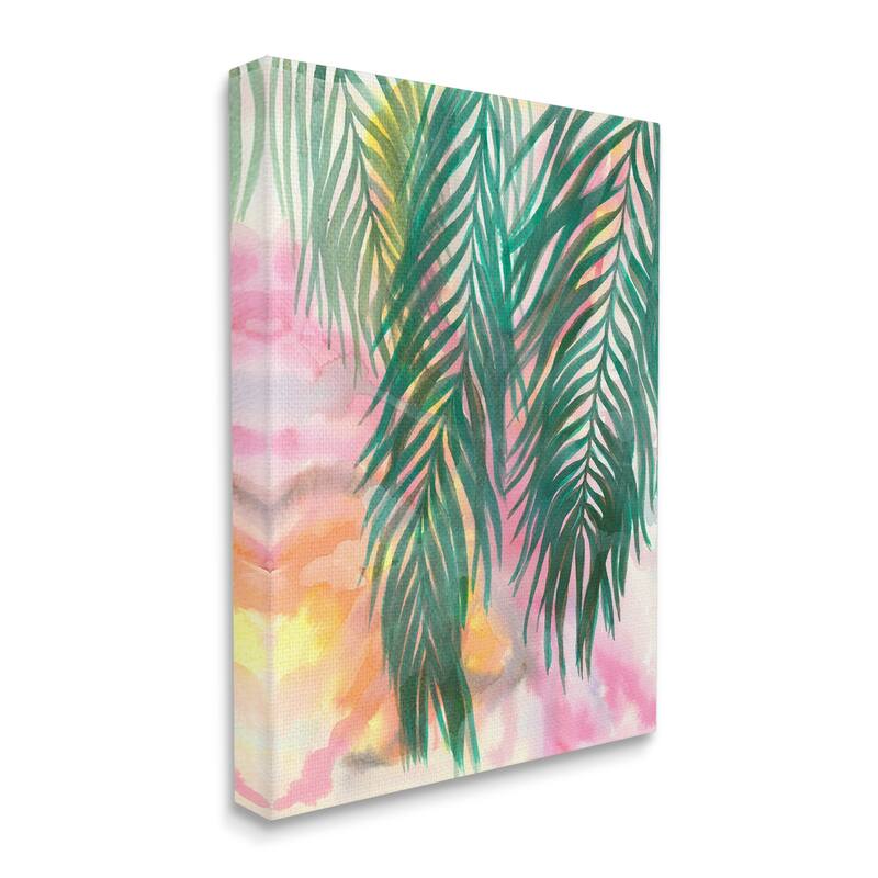Stupell Hanging Palms Tropical Plant Pink Watercolor Effect Canvas Wall Art, Design by Elvira Errico