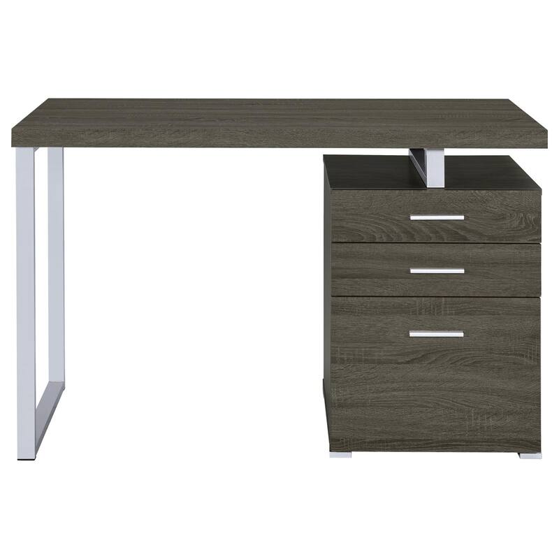 GDFStudio - Evelyn Harper Contemporary Weathered Grey 3-Drawer Reversible Office Desk
