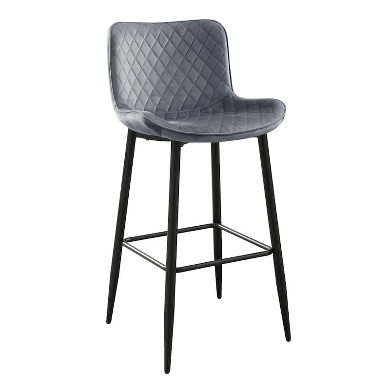 2-Piece 29" Pub Height Chair Set - Dark Gray Velvet with Metal Legs