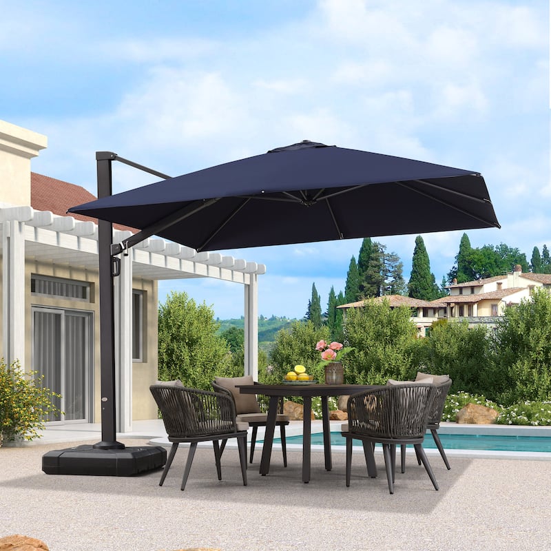 PURPLE LEAF Sturdy Heavy-duty Patio Cantilever Offset Umbrella with 360-degree Rotation - 10ft-NB