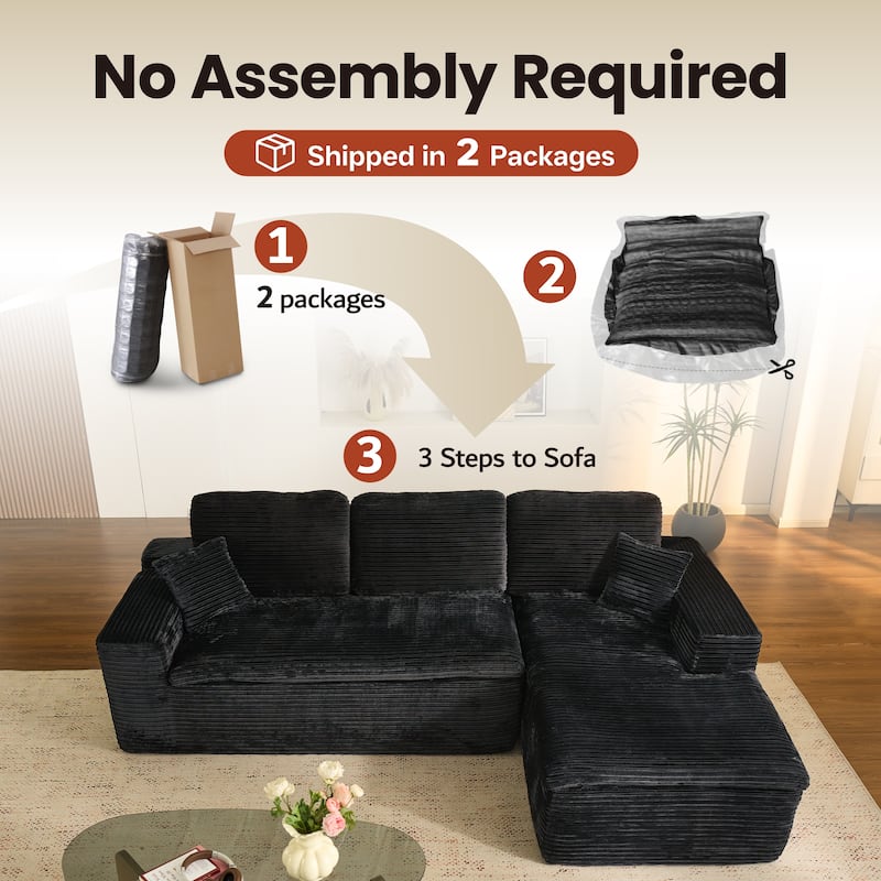 OVIOS No-Assembly L-Shaped Chaise Sofa
