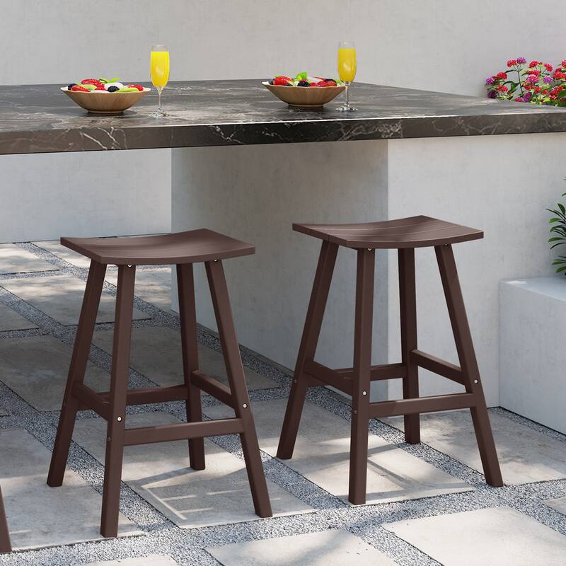 Laguna Hdpe All Weather Outdoor Patio 29" Saddle Seat Bar Stool (Set Of 2)
