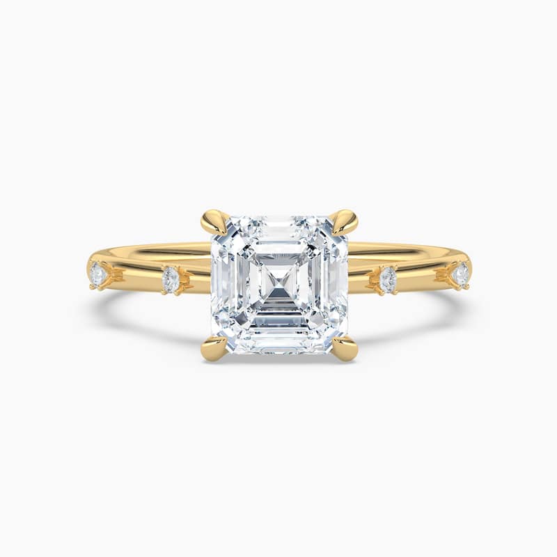 Auriya 14k Gold Petite Diamond Station Asscher Lab Grown Engagement Ring 1.00 to 5.00 ct. tw. (F-G, VS) - 6.5 - 1.25 carats - Yellow
