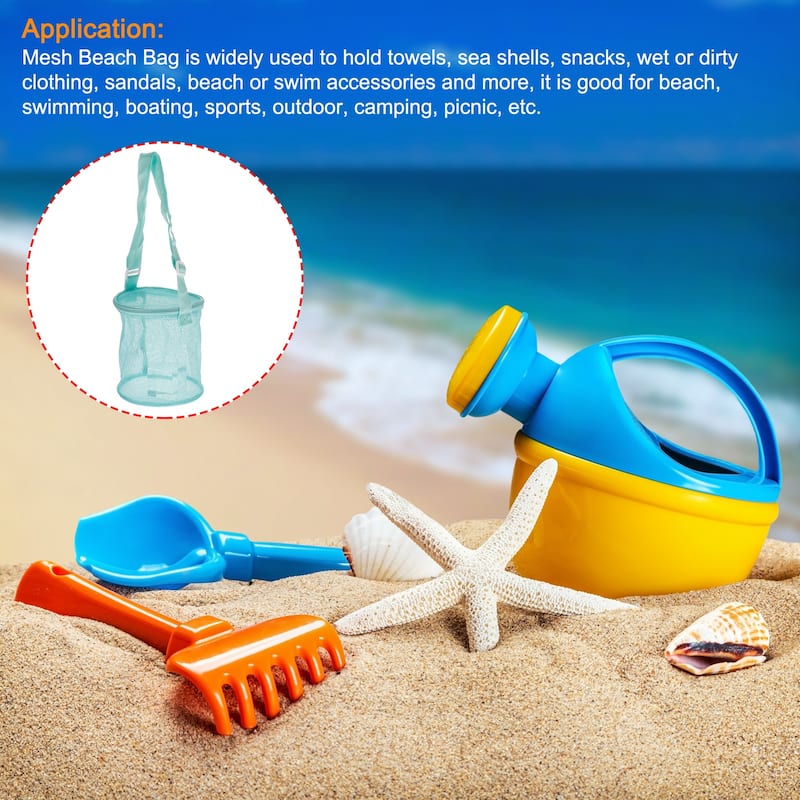 Mesh Beach Bag, Sea Shells Mesh Tote Sand Boxes Nets Bags, Green