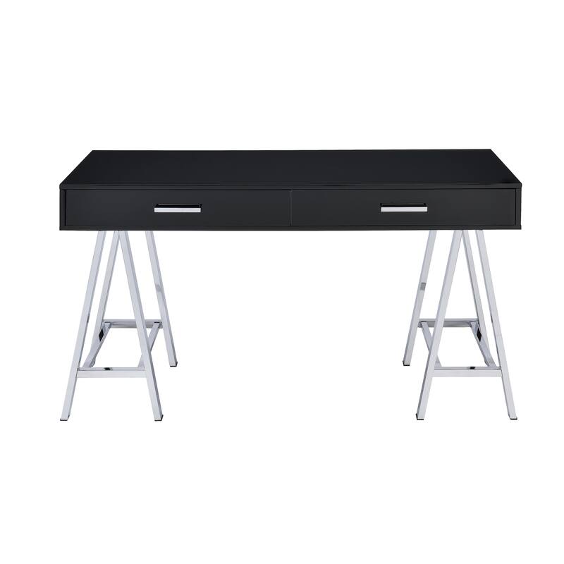 Versatile High Gloss Writing Desk with USB and Multiple Storage Options